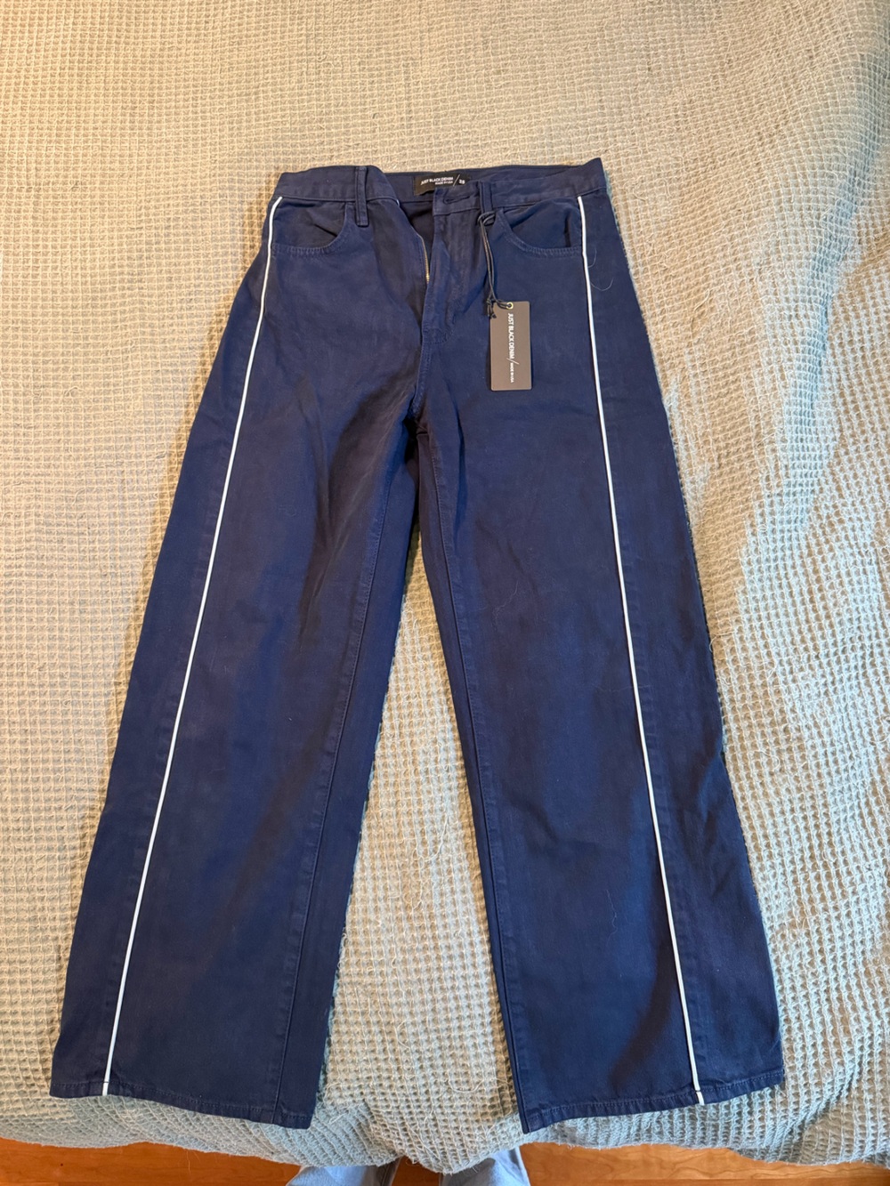 Just Black Navy Wide Leg Jeans with White Piping